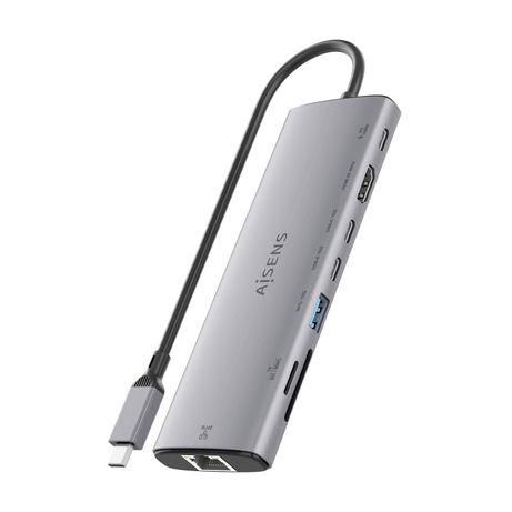 AISENS USB C Dock 8 en 1 USB C a 1xHDMI 1xRJ45 1xUSB A 10G 2xUSB C 10G 1xSD 1xMicroSD 1xUSB C PD 100W Gris 20cm - Imagen 4 de 8 AISENS USB C Dock 8 en 1 USB C a 1xHDMI 1xRJ45 1xUSB A 10G 2xUSB C 10G 1xSD 1xMicroSD 1xUSB C PD 100W Gris 20cm - Imagen 4 de 8