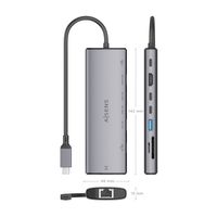 Miniatura 5 de AISENS USB C Dock 8 en 1  USB C a 1xHDMI  1xRJ45  1xUSB A 10G  2xUSB C 10G  1xSD  1xMicroSD  1xUSB C PD 100W  Gris  20cm
