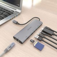 Miniatura 6 de AISENS USB C Dock 8 en 1  USB C a 1xHDMI  1xRJ45  1xUSB A 10G  2xUSB C 10G  1xSD  1xMicroSD  1xUSB C PD 100W  Gris  20cm