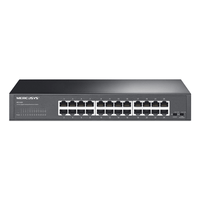 Miniatura 1 de SWITCH NO GESTIONABLE MERCUSYS MS124GS 24P 24xRJ45 1Gbps CARCASA METALICA ENRACKABLE