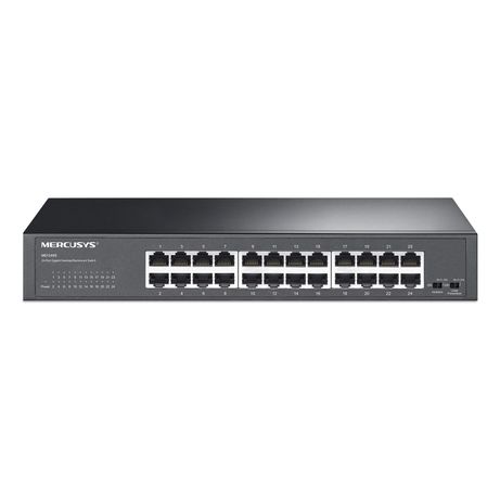 SWITCH NO GESTIONABLE MERCUSYS MS124GS 24P 24xRJ45 1Gbps CARCASA METALICA ENRACKABLE - Imagen 2 de 4 SWITCH NO GESTIONABLE MERCUSYS MS124GS 24P 24xRJ45 1Gbps CARCASA METALICA ENRACKABLE - Imagen 2 de 4