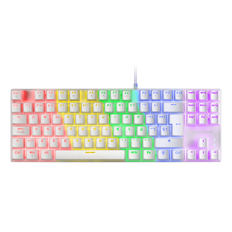 TECLADO MECANICO COMPACKTO TKL MARS GAMING MK80 ITALIANO WHITE ILUMINACION 12EFECTOS SWITCH ROJO - Imagen 1 de 5 TECLADO MECANICO COMPACKTO TKL MARS GAMING MK80 ITALIANO WHITE ILUMINACION 12EFECTOS SWITCH ROJO - Imagen 1 de 5