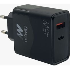 CARGADOR PARED NETWAY USB-A/USB C QC 3.0 45W+CABLE CARGADOR PARED NETWAY USB-A/USB C QC 3.0 45W+CABLE