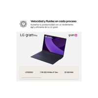 Miniatura 10 de PORTATIL LG GRAM 16Z90TS-G.AU99B CORE U9-288V 32GB 1TBSSD 16" WQXGA W11H