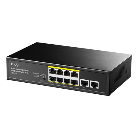 Cudy GS1010P Switch Gigabit PoE+ de 8 Puertos con 2 Puertos de Enlace Ascendente Gigabit - Imagen 3 de 6 Cudy GS1010P Switch Gigabit PoE+ de 8 Puertos con 2 Puertos de Enlace Ascendente Gigabit - Imagen 3 de 6