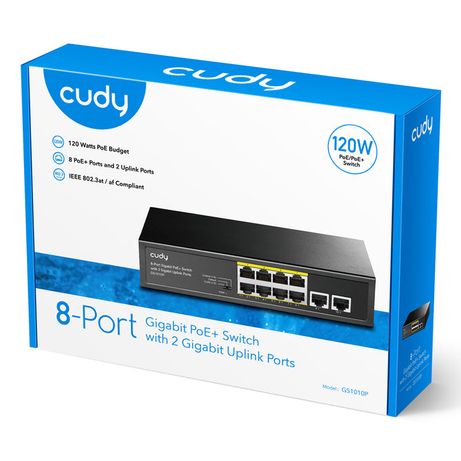 Cudy GS1010P Switch Gigabit PoE+ de 8 Puertos con 2 Puertos de Enlace Ascendente Gigabit - Imagen 5 de 6 Cudy GS1010P Switch Gigabit PoE+ de 8 Puertos con 2 Puertos de Enlace Ascendente Gigabit - Imagen 5 de 6