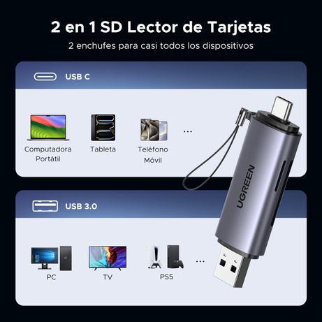 UGREEN LECTOR DE TARJETA UGREEN 2 EN 1 USB C OTG - Imagen 5 de 10 UGREEN LECTOR DE TARJETA UGREEN 2 EN 1 USB C OTG - Imagen 5 de 10
