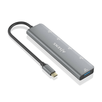Miniatura 1 de AISENS Hub USB 3 2 Gen1 5G USB C  USB C M 1xUSB C PD100W H 1xUSB C H 3xUSB A H  Gris  15cm