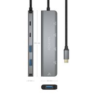 Miniatura 5 de AISENS Hub USB 3 2 Gen1 5G USB C  USB C M 1xUSB C PD100W H 1xUSB C H 3xUSB A H  Gris  15cm