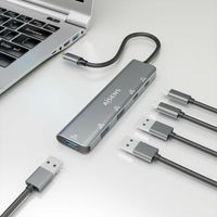 Miniatura 6 de AISENS Hub USB 3 2 Gen1 5G USB C  USB C M 1xUSB C PD100W H 1xUSB C H 3xUSB A H  Gris  15cm