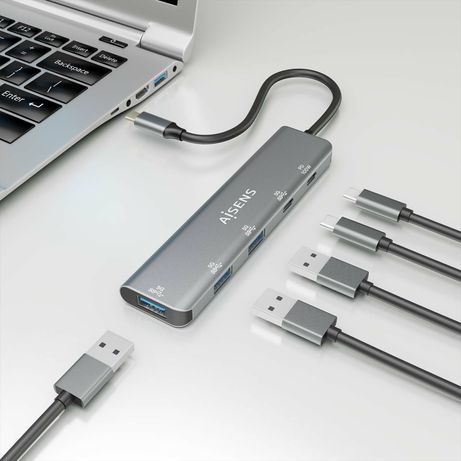AISENS Hub USB 3 2 Gen1 5G USB C USB C M 1xUSB C PD100W H 1xUSB C H 3xUSB A H Gris 15cm - Imagen 6 de 6 AISENS Hub USB 3 2 Gen1 5G USB C USB C M 1xUSB C PD100W H 1xUSB C H 3xUSB A H Gris 15cm - Imagen 6 de 6