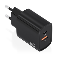 Miniatura 1 de CARGADOR USB PARED AISENS GAN 30W USB-C PD3.0 QC4.0 NEGRO