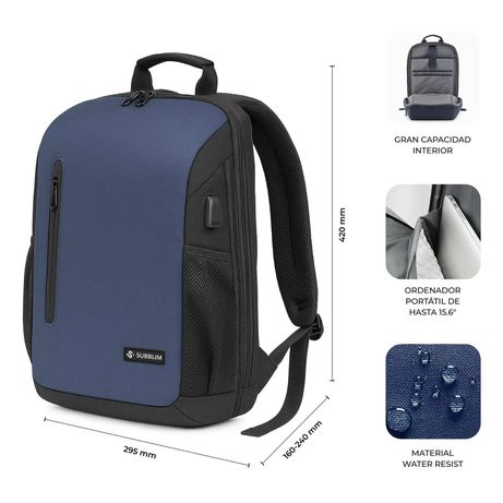 MOCHILA PORTATIL 15,6´´ SUBBLIM NOMAD XPAND AIR AZUL - Imagen 5 de 6 MOCHILA PORTATIL 15,6´´ SUBBLIM NOMAD XPAND AIR AZUL - Imagen 5 de 6