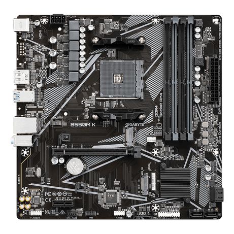 GIGABYTE AMD B550M K Placa base - Procesadores AMD Ryzen 5000, hasta 4733 MHz DDR4, 1xPCIe 4.0 + 1xPCIe 3.0 M.2, LAN 1GbE, USB 3.2 Gen 1 Socket AM4 - Imagen 3 de 6 GIGABYTE AMD B550M K Placa base - Procesadores AMD Ryzen 5000, hasta 4733 MHz DDR4, 1xPCIe 4.0 + 1xPCIe 3.0 M.2, LAN 1GbE, USB 3.2 Gen 1 Socket AM4 - Imagen 3 de 6