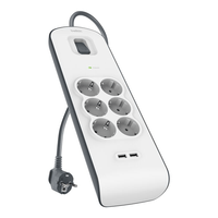 Miniatura 1 de REGLETA ALIMENTACION BELKIN BSV604VF2M-V2 PROTECCI??N CONTRA SOBRET 6 TOMAS + 2 USB- A 2,4 BOTON