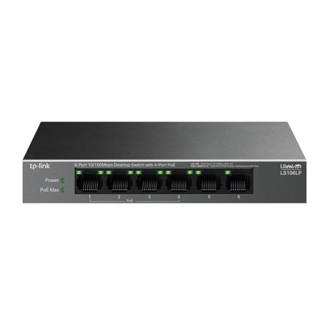 SWITCH NO GESTIONABLE TP-LINK LS106LP LITEWAVE 6P 10/100 4P PoE+ SOBREMESA CARCASA METAL NO RACK - Imagen 2 de 5 SWITCH NO GESTIONABLE TP-LINK LS106LP LITEWAVE 6P 10/100 4P PoE+ SOBREMESA CARCASA METAL NO RACK - Imagen 2 de 5