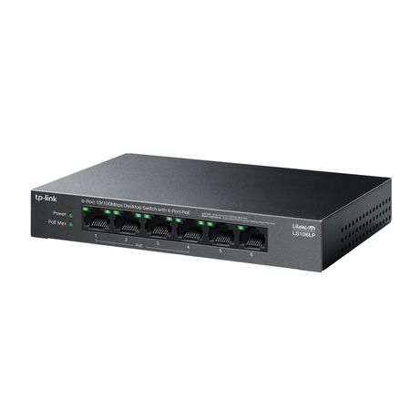 SWITCH NO GESTIONABLE TP-LINK LS106LP LITEWAVE 6P 10/100 4P PoE+ SOBREMESA CARCASA METAL NO RACK - Imagen 4 de 5 SWITCH NO GESTIONABLE TP-LINK LS106LP LITEWAVE 6P 10/100 4P PoE+ SOBREMESA CARCASA METAL NO RACK - Imagen 4 de 5