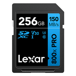 LEXAR 256GB PROFESSIONAL 800X PRO SDXC UHS-I CARDS,  UP TO 150MB/S READ 45MB/S WRITE C10 V30 U3