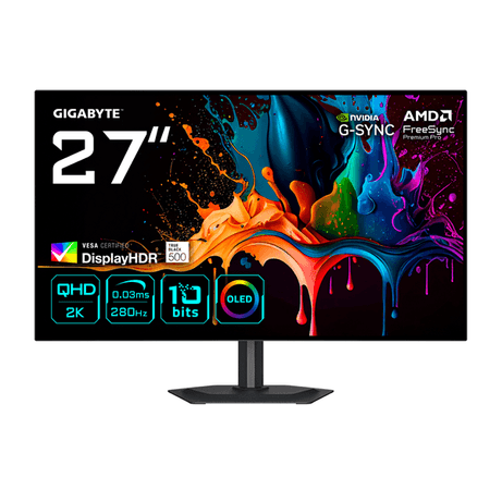 MONITOR GIGABYTE 27" MO27Q28G,WOLED,2560X1440 (QHD),0.229PP,1.5M:1,0.03MS,280HZ,2HDMI+1DP+3USB3.2+USB-C,ALTAVOCES - Imagen 1 de 7 MONITOR GIGABYTE 27" MO27Q28G,WOLED,2560X1440 (QHD),0.229PP,1.5M:1,0.03MS,280HZ,2HDMI+1DP+3USB3.2+USB-C,ALTAVOCES - Imagen 1 de 7