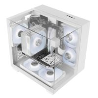 Miniatura 4 de CAJA MICROATX GAMING MARS GAMING MCVISIONMW TRIPLE CRISTAL TEMPLADO GPU 330mm 1x3.5 1x2.5 BLANCO