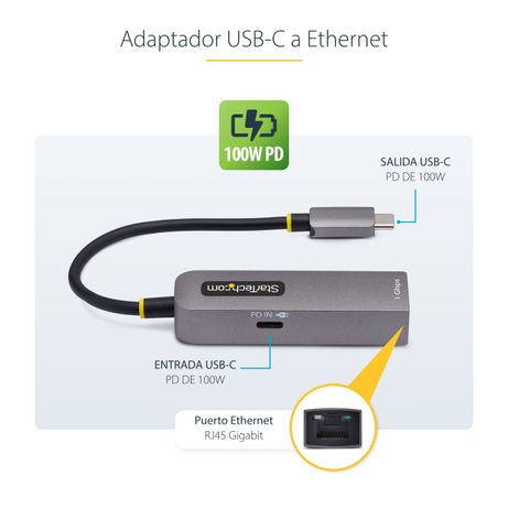 Adaptador de Red USB Tipo C a Ethernet - Externo USB-C 1Gbps - Imagen 10 de 14 Adaptador de Red USB Tipo C a Ethernet - Externo USB-C 1Gbps - Imagen 10 de 14