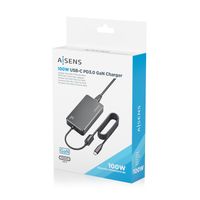 Miniatura 2 de AISENS Cargador De Sobremesa GaN 100W PD3 0 1xUSB C 1 8m  Negro