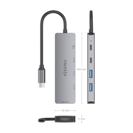 AISENS USB C Dock 5 en 1 USB C a 1xHDMI 2xUSB A 1xUSB C 1xUSB C PD Gris 15cm - Imagen 5 de 8 AISENS USB C Dock 5 en 1 USB C a 1xHDMI 2xUSB A 1xUSB C 1xUSB C PD Gris 15cm - Imagen 5 de 8