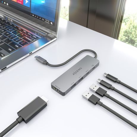 AISENS USB C Dock 5 en 1 USB C a 1xHDMI 2xUSB A 1xUSB C 1xUSB C PD Gris 15cm - Imagen 7 de 8 AISENS USB C Dock 5 en 1 USB C a 1xHDMI 2xUSB A 1xUSB C 1xUSB C PD Gris 15cm - Imagen 7 de 8