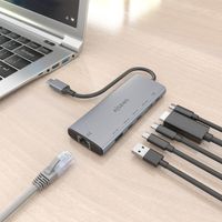 Miniatura 6 de AISENS USB C Dock 6 en 1  USB C a 1xHDMI  1xRJ45  1xUSB A 10G  2xUSB C 10G  1xUSB C PD  Gris  20cm