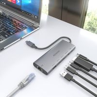 Miniatura 7 de AISENS USB C Dock 6 en 1  USB C a 1xHDMI  1xRJ45  1xUSB A 10G  2xUSB C 10G  1xUSB C PD  Gris  20cm