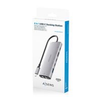 Miniatura 8 de AISENS USB C Dock 6 en 1  USB C a 1xHDMI  1xRJ45  1xUSB A 10G  2xUSB C 10G  1xUSB C PD  Gris  20cm