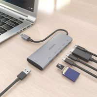 Miniatura 6 de AISENS USB C Dock 7 en 1  USB C a 1xHDMI  1xUSB A 10G  2xUSB C 10G  1xSD  1xMicroSD  1xUSB C PD 100W  Gris  20cm