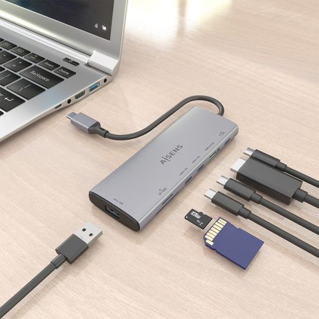 AISENS USB C Dock 7 en 1 USB C a 1xHDMI 1xUSB A 10G 2xUSB C 10G 1xSD 1xMicroSD 1xUSB C PD 100W Gris 20cm - Imagen 6 de 8 AISENS USB C Dock 7 en 1 USB C a 1xHDMI 1xUSB A 10G 2xUSB C 10G 1xSD 1xMicroSD 1xUSB C PD 100W Gris 20cm - Imagen 6 de 8