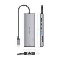 Miniatura 5 de AISENS USB C Dock 7 en 1  USB C a 1xHDMI  1xRJ45  1xUSB A 10G  2xUSB C 10G  1xSD  1xMicroSD  Gris  20cm