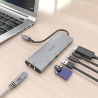 Miniatura 6 de AISENS USB C Dock 7 en 1  USB C a 1xHDMI  1xRJ45  1xUSB A 10G  2xUSB C 10G  1xSD  1xMicroSD  Gris  20cm