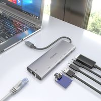 Miniatura 7 de AISENS USB C Dock 7 en 1  USB C a 1xHDMI  1xRJ45  1xUSB A 10G  2xUSB C 10G  1xSD  1xMicroSD  Gris  20cm