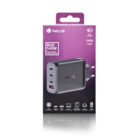 CARGADOR DE PARED NGS BUD 140W GaN 3xUSB-C 1xUSB-A - Imagen 2 de 7 CARGADOR DE PARED NGS BUD 140W GaN 3xUSB-C 1xUSB-A - Imagen 2 de 7