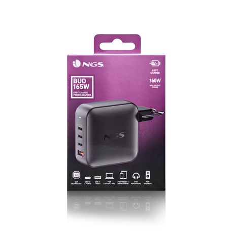 CARGADOR DE PARED NGS BUD 165W GaN 3xUSB-C 1xUSB-A - Imagen 7 de 7 CARGADOR DE PARED NGS BUD 165W GaN 3xUSB-C 1xUSB-A - Imagen 7 de 7