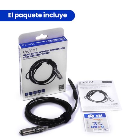 EWENT Cable Seguridad Nano combinacion - Imagen 3 de 7 EWENT Cable Seguridad Nano combinacion - Imagen 3 de 7