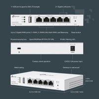 Miniatura 9 de ROUTER VPN TP-LINK FESTA FR205 GIGABIT 1xWAN 2xWAN/LAN 2xLAN 1xUSB OPENVPN METALICO COLOR BLANCO