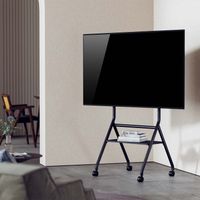 Miniatura 5 de AISENS Soporte de suelo eco con rueda  1 bandeja para pantalla interactiva TV 80kg de 37 86  Negro
