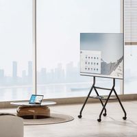 Miniatura 6 de AISENS Soporte de suelo eco con rueda  1 bandeja para pantalla interactiva TV 80kg de 37 86  Negro
