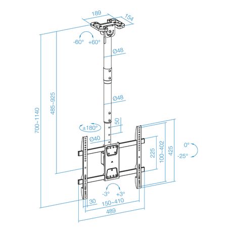 Tooq LPCE1186TSLI-B Soporte techo TV 43-86 - Imagen 3 de 10 Tooq LPCE1186TSLI-B Soporte techo TV 43-86 - Imagen 3 de 10