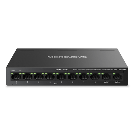 SWITCH POE+ NO GESTIONABLE MERCUSYS MS110CMP 10P 10xRJ45 100Mbps 8xPoE+ 2xGbps 65W 250m - Imagen 1 de 4 SWITCH POE+ NO GESTIONABLE MERCUSYS MS110CMP 10P 10xRJ45 100Mbps 8xPoE+ 2xGbps 65W 250m - Imagen 1 de 4