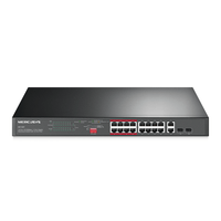 Miniatura 1 de SWITCH NO GESTIONABLE MERCUSYS MS118CP 18P 16xRJ45 100Mbps PoE+ 2x1Gbps 2xSFP 1Gbps ENRACKABLE