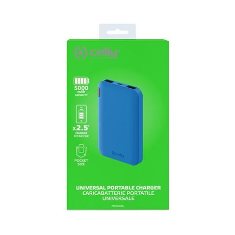 CELLY POWER BANK 5A 2 USB SALIDA 2 1A AZUL - Imagen 5 de 6 CELLY POWER BANK 5A 2 USB SALIDA 2 1A AZUL - Imagen 5 de 6