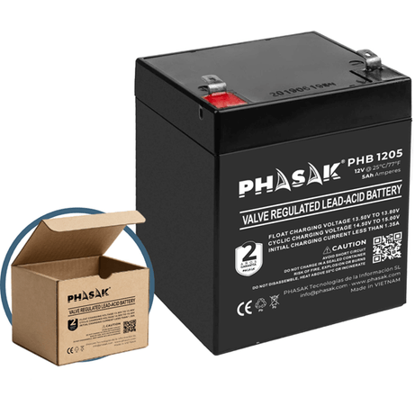 Phasak PHB 1205 Bater a 12 V 5Ah plomo acido sellada - Imagen 1 de 1 Phasak PHB 1205 Bater a 12 V 5Ah plomo acido sellada - Imagen 1 de 1