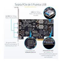 Miniatura 12 de Tarjeta PCIe de 5 Puertos USB de 10Gbps 4x USB-C / 1x USB-A