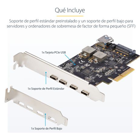 Tarjeta PCIe de 5 Puertos USB de 10Gbps 4x USB-C / 1x USB-A - Imagen 15 de 15 Tarjeta PCIe de 5 Puertos USB de 10Gbps 4x USB-C / 1x USB-A - Imagen 15 de 15