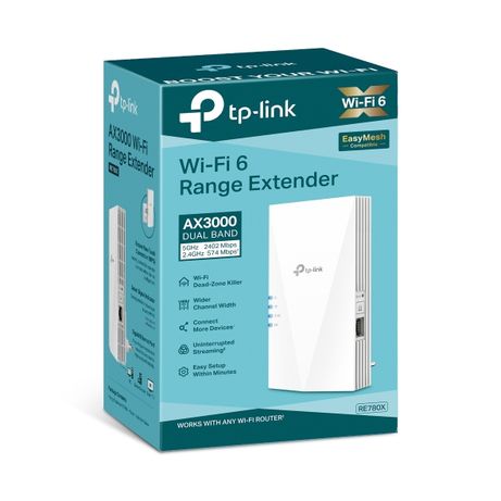 RANGE EXTENDER WIFI 6 DUALBAND TP-LINK RE780X AX3000 574MB EN 2,4GHZ Y 2402MB EN 5GHZ 1xRJ45 Gb EASY - Imagen 5 de 5 RANGE EXTENDER WIFI 6 DUALBAND TP-LINK RE780X AX3000 574MB EN 2,4GHZ Y 2402MB EN 5GHZ 1xRJ45 Gb EASY - Imagen 5 de 5